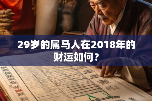 29岁的属马人在2018年的财运如何？
