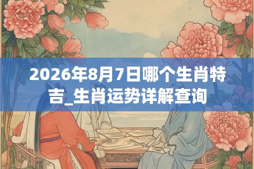 2026年8月7日哪个生肖特吉_生肖运势详解查询