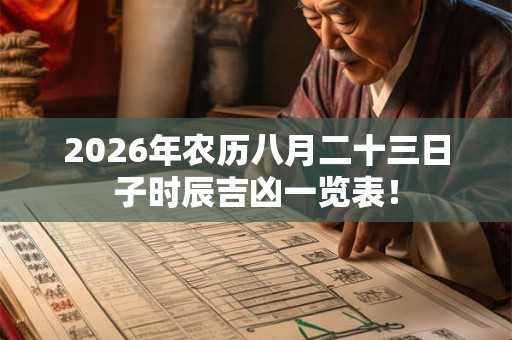 2026年农历八月二十三日子时辰吉凶一览表！