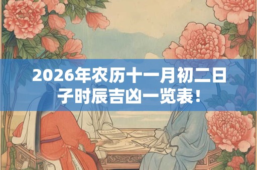 2026年农历十一月初二日子时辰吉凶一览表！
