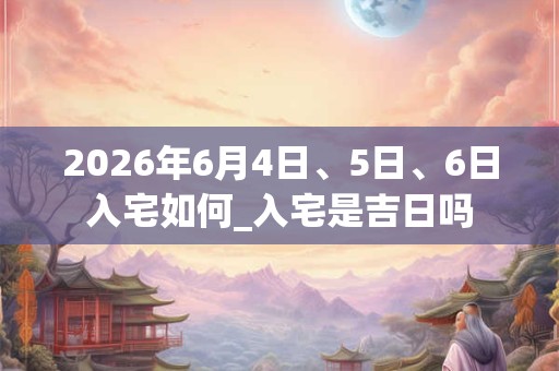 2026年6月4日、5日、6日入宅如何_入宅是吉日吗