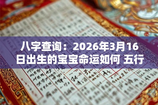 八字查询：2026年3月16日出生的宝宝命运如何 五行缺什么