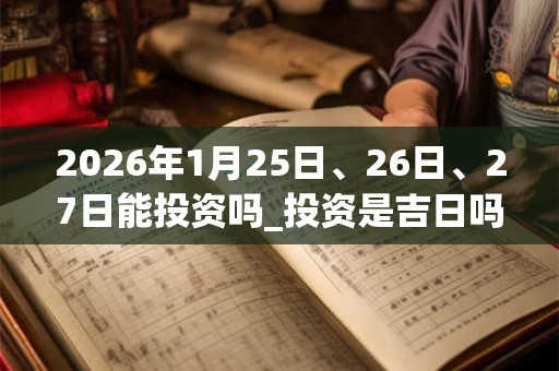 2026年1月25日、26日、27日能投资吗_投资是吉日吗