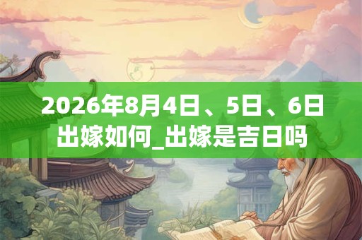2026年8月4日、5日、6日出嫁如何_出嫁是吉日吗