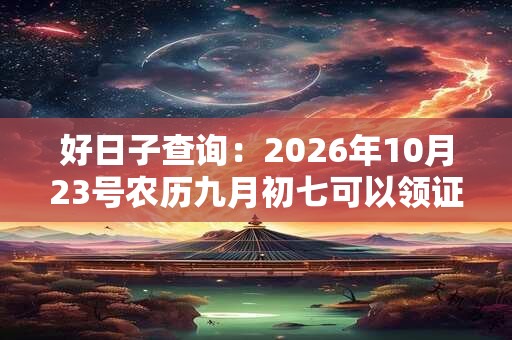 好日子查询：2026年10月23号农历九月初七可以领证吗