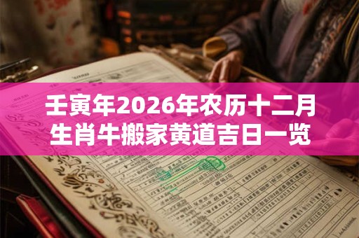 壬寅年2026年农历十二月生肖牛搬家黄道吉日一览 壬寅年2026年农历十二月生肖牛搬家黄道吉日一览