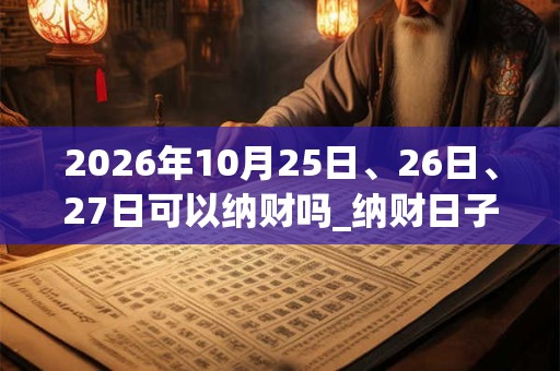 2026年10月25日、26日、27日可以纳财吗_纳财日子好吗