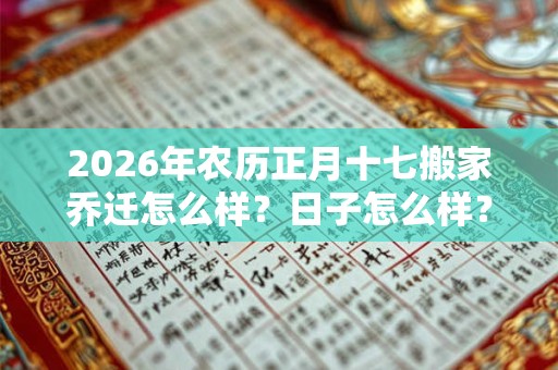 2026年农历正月十七搬家乔迁怎么样？日子怎么样？