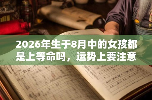 2026年生于8月中的女孩都是上等命吗，运势上要注意什么？