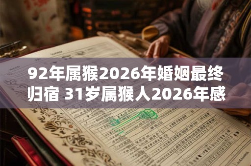 92年属猴2026年婚姻最终归宿 31岁属猴人2026年感情运势