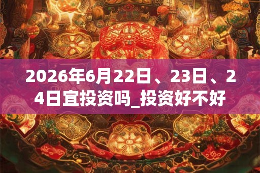 2026年6月22日、23日、24日宜投资吗_投资好不好