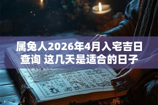 属兔人2026年4月入宅吉日查询 这几天是适合的日子 属兔人2026年4月入宅吉日查询 这几天是适合的日子