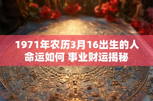 1971年农历3月16出生的人命运如何 事业财运揭秘
