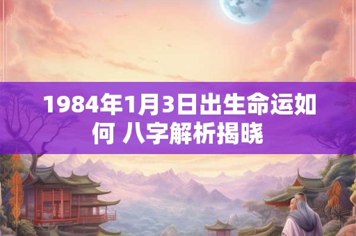 1984年1月3日出生命运如何 八字解析揭晓