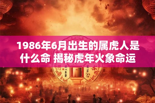 1986年6月出生的属虎人是什么命 揭秘虎年火象命运玄机