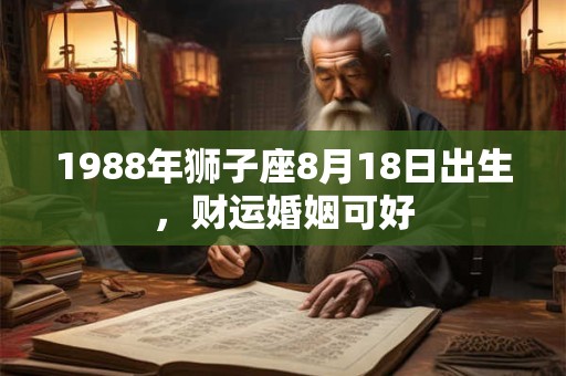 1988年狮子座8月18日出生，财运婚姻可好