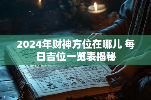 2024年财神方位在哪儿 每日吉位一览表揭秘