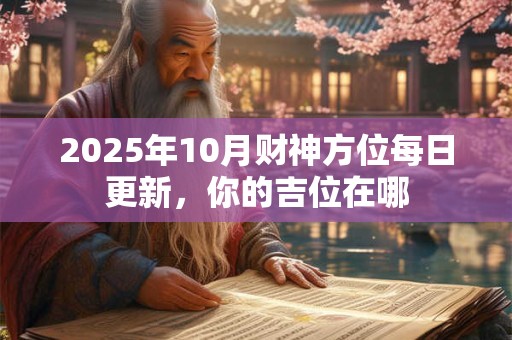 2025年10月财神方位每日更新，你的吉位在哪