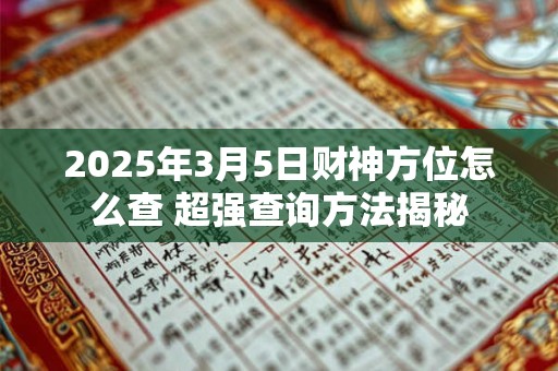 2025年3月5日财神方位怎么查 超强查询方法揭秘