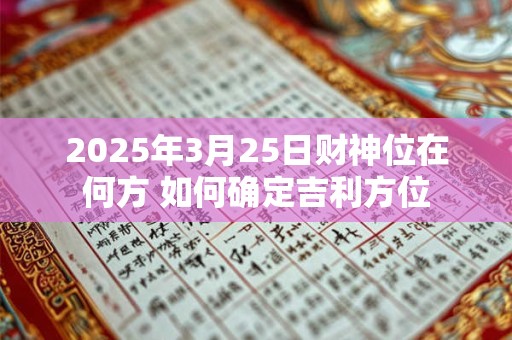 详细阅读:2025年3月25日财神位在何方 如何确定吉利方位 2025年3月25日财神位在何方 如何确定吉利方位