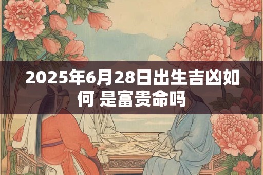详细阅读:2025年6月28日出生吉凶如何 是富贵命吗 2025年6月28日出生吉凶如何 是富贵命吗