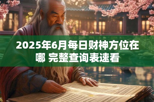 2025年6月每日财神方位在哪 完整查询表速看
