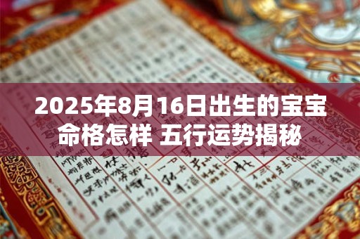 2025年8月16日出生的宝宝命格怎样 五行运势揭秘
