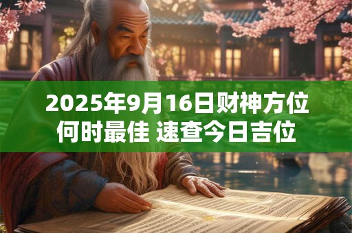 2025年9月16日财神方位何时最佳 速查今日吉位