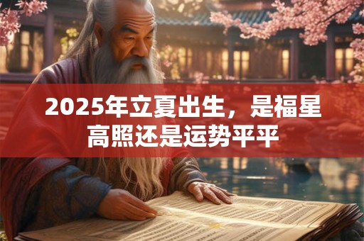 详细阅读:2025年立夏出生,是福星高照还是运势平平 2025年立夏出生,是福星高照还是运势平平
