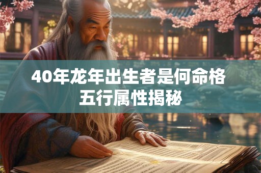 40年龙年出生者是何命格 五行属性揭秘