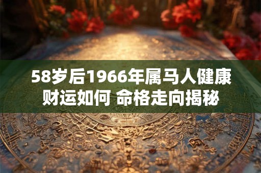 58岁后1966年属马人健康财运如何 命格走向揭秘
