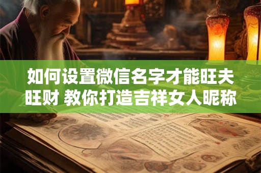 如何设置微信名字才能旺夫旺财 教你打造吉祥女人昵称