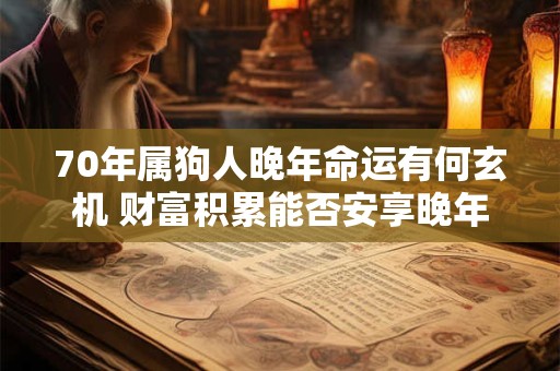70年属狗人晚年命运有何玄机 财富积累能否安享晚年