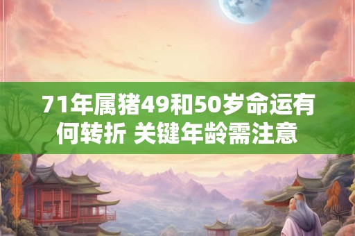 71年属猪49和50岁命运有何转折 关键年龄需注意