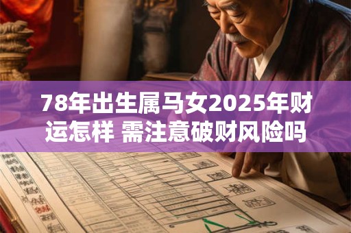 78年出生属马女2025年财运怎样 需注意破财风险吗