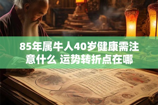 详细阅读:85年属牛人40岁健康需注意什么 运势转折点在哪 85年属牛人40岁健康需注意什么 运势转折点在哪