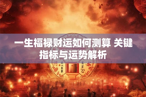 一生福禄财运如何测算 关键指标与运势解析
