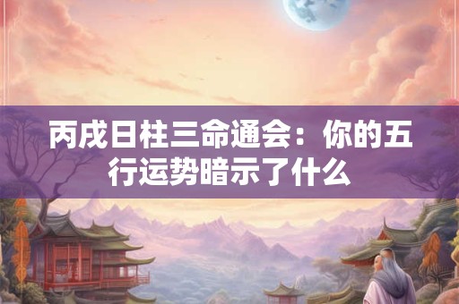 丙戌日柱三命通会：你的五行运势暗示了什么