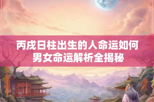 丙戌日柱出生的人命运如何 男女命运解析全揭秘