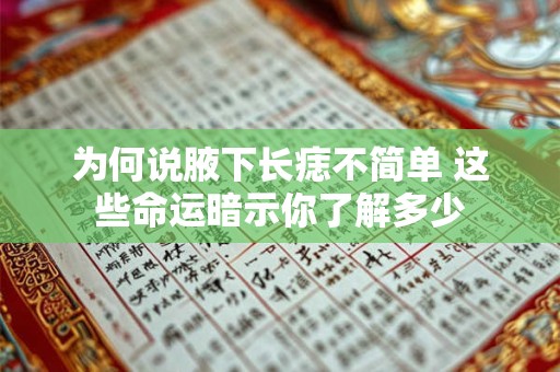 为何说腋下长痣不简单 这些命运暗示你了解多少