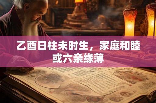 乙酉日柱未时生，家庭和睦或六亲缘薄