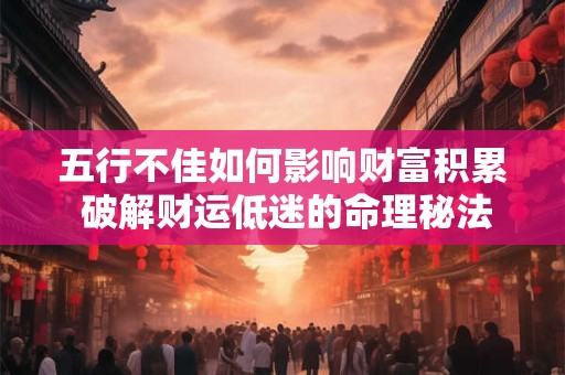 五行不佳如何影响财富积累 破解财运低迷的命理秘法