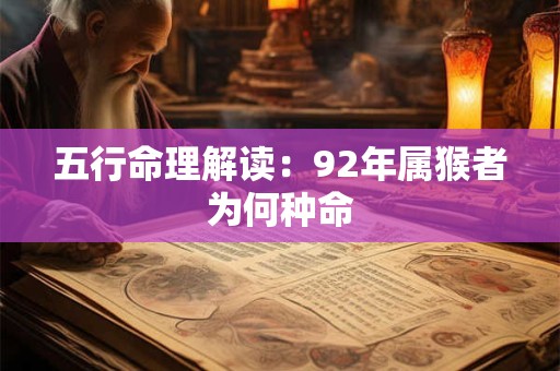 五行命理解读：92年属猴者为何种命