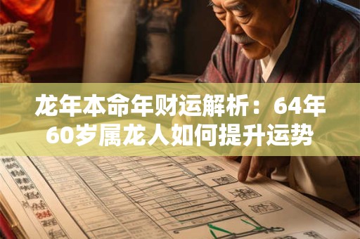 龙年本命年财运解析：64年60岁属龙人如何提升运势