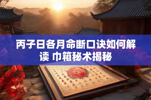 丙子日各月命断口诀如何解读 巾箱秘术揭秘
