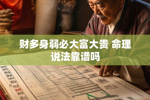 财多身弱必大富大贵 命理说法靠谱吗