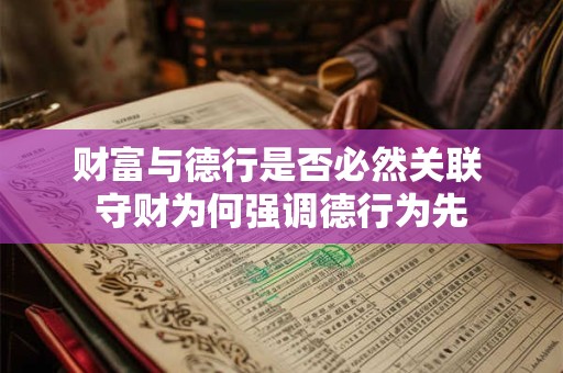 财富与德行是否必然关联 守财为何强调德行为先