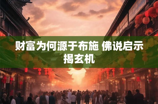 财富为何源于布施 佛说启示揭玄机
