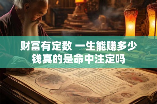 财富有定数 一生能赚多少钱真的是命中注定吗