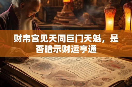 财帛宫见天同巨门天魁，是否暗示财运亨通